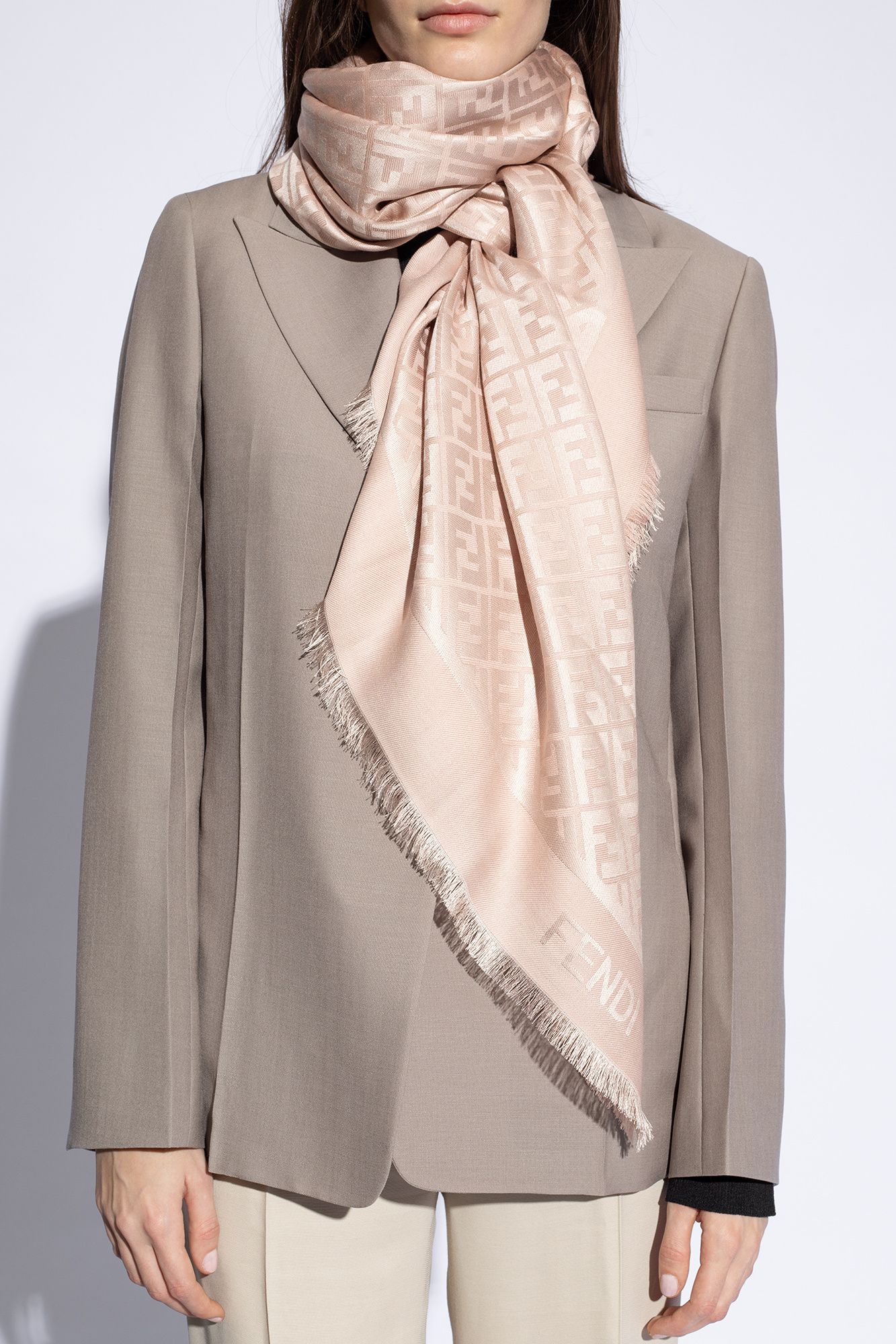 SchaferandweinerShops KY Pink Scarf with monogram Fendi fendi black buckle belt